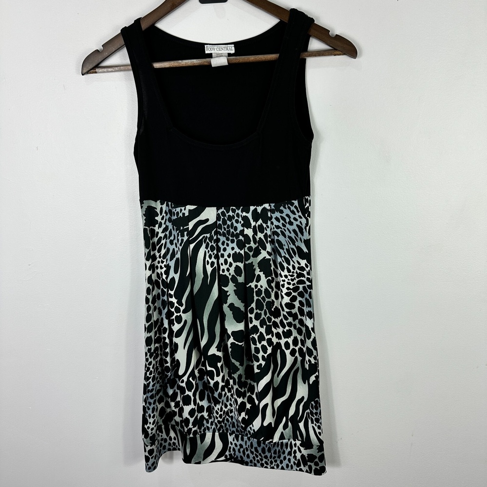 Body Central Mini Dress Women S Sleeveless Black White Animal Print Y2K Party